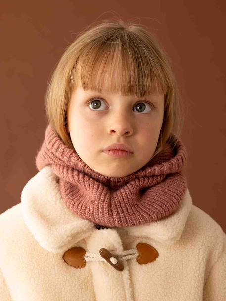 Cagoule fille en maille côtelée mauve 2 - vertbaudet enfant 