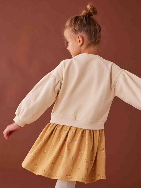 Robe bi-matière fille vanille+vert 8 - vertbaudet enfant 