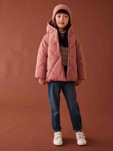 Fille-Manteau, veste-Doudoune-Doudoune à capuche fille doublée sherpa fille