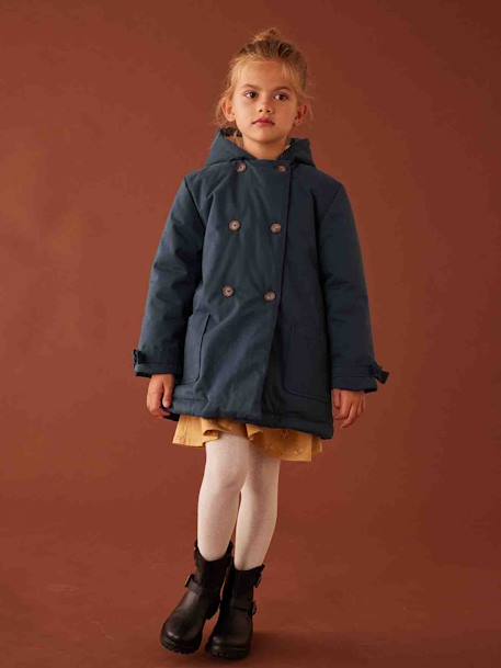 Parka à capuche chic effet peau de pêche fille bois de rose+marine 6 - vertbaudet enfant 