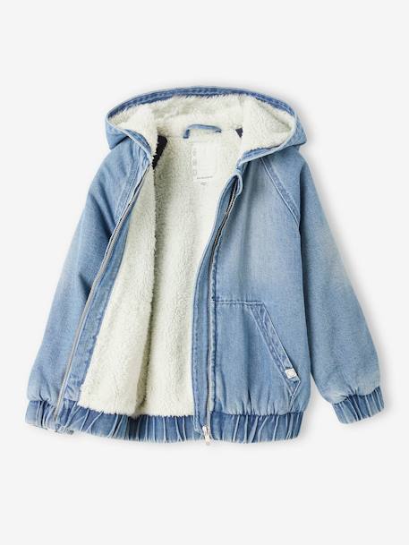 Blouson à capuche en jean garçon doublé sherpa double stone 3 - vertbaudet enfant 