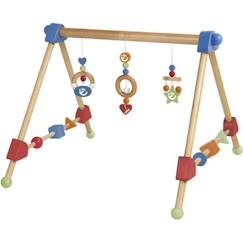 Jouet-Premier âge-Tapis d'éveil et portiques-Portique d'Éveil en Bois pour Bébé - ROBA - Avec 3 Pendentifs - Multicolore