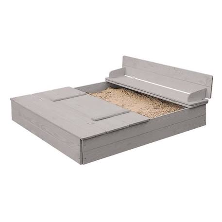 Bac à Sable avec Bancs et Couvercle en Bois Massif ROBA - Gris GRIS 3 - vertbaudet enfant 