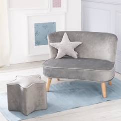 ROBA Canapé et Pouf Enfant Lil Sofa  + Coussin Décoratif Étoile - Ensemble en Velours - Gris Argenté  - vertbaudet enfant