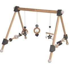 Portique d'Éveil en Bois pour Bébé - ROBA - Rockstar Baby 3 - Avec 3 Pendentifs - Naturel/Noir  - vertbaudet enfant