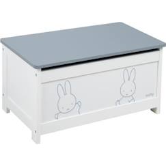 Chambre et rangement-Rangement-Coffre, rangement jouet-Coffre à Jouets miffy® pour Enfant - Meuble de Rangement en Bois 2 en 1 - Blanc / Motif Lapin Gris - ROBA