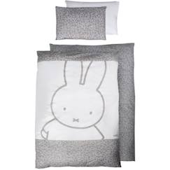 Linge de maison et décoration-Linge de lit bébé-Housse de couette-Parure de Lit Bébé Réversible ROBA - miffy® - Blanc et gris - 100x135 + 40x60