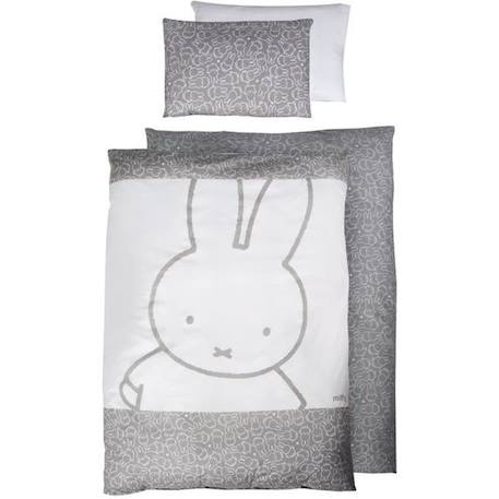 Parure de Lit Bébé Réversible ROBA - miffy® - Blanc et gris - 100x135 + 40x60 GRIS 1 - vertbaudet enfant 