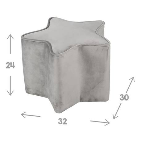 ROBA Canapé et Pouf Enfant Lil Sofa  + Coussin Décoratif Étoile - Ensemble en Velours - Gris Argenté GRIS 3 - vertbaudet enfant 