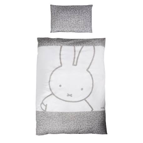 Parure de Lit Bébé Réversible ROBA - miffy® - Blanc et gris - 100x135 + 40x60 GRIS 2 - vertbaudet enfant 