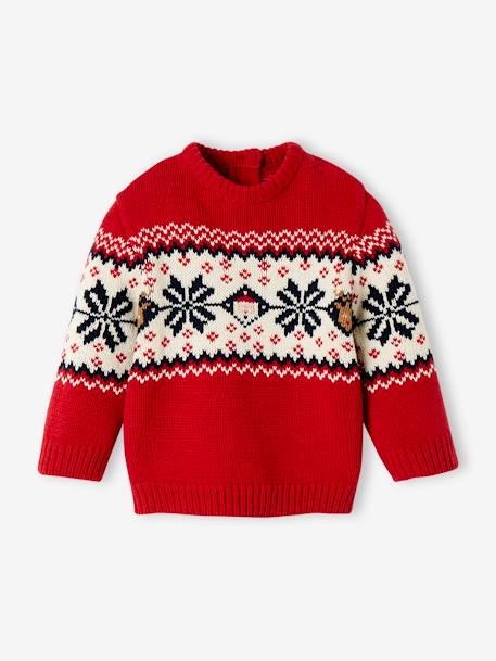 Pull jacquard de Noël bébé collection capsule famille rouge+vert sapin 1 - vertbaudet enfant 