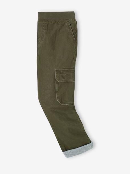 Pantalon battle doublé garçon facile à enfiler bleu nuit+kaki 7 - vertbaudet enfant 