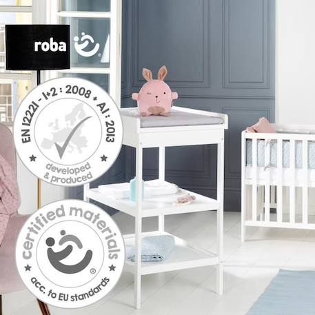 ROBA Table à Langer + Matelas à Langer gris piqué 'roba Style' - Laqué Blanc BLANC 2 - vertbaudet enfant 