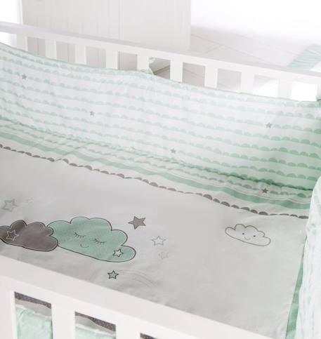 ROBA Tapis de Parc Bébé Universel Happy Cloud - Tour de Parc 75x100 à 100x100 cm - Motif de Nuages - Vert / Blanc VERT 2 - vertbaudet enfant 