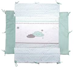 -ROBA Tapis de Parc Bébé Universel Happy Cloud - Tour de Parc 75x100 à 100x100 cm - Motif de Nuages - Vert / Blanc