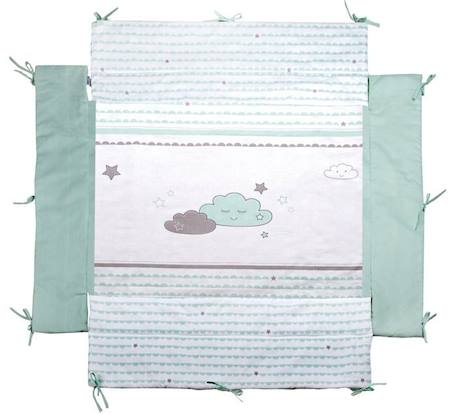 ROBA Tapis de Parc Bébé Universel Happy Cloud - Tour de Parc 75x100 à 100x100 cm - Motif de Nuages - Vert / Blanc VERT 1 - vertbaudet enfant 