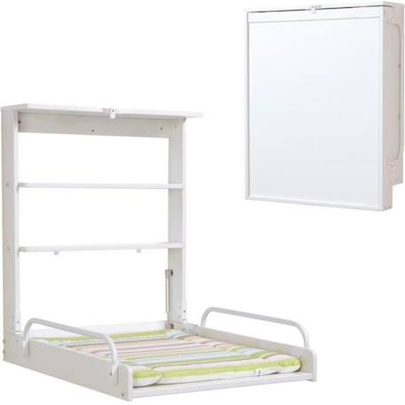 ROBA Table à Langer Murale Pliante avec Matelas à Langer et Étagères Intégrées - Facile à Installer - Bois Blanc BLANC 1 - vertbaudet enfant 