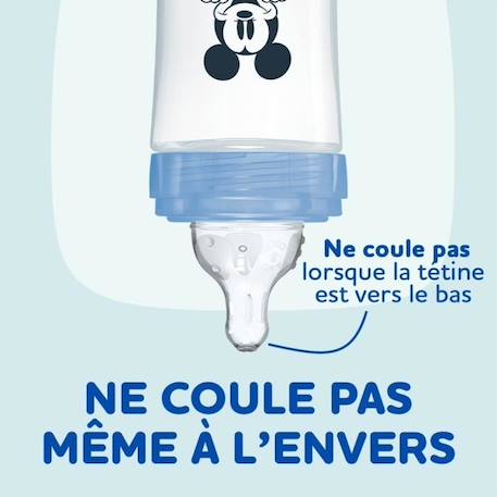 Lot de 3 Biberons DODIE Anti-Colique Initiation+ - Mickey - 270ml - 0-6 Mois - Tétine Ronde - Débit 2 BLEU 3 - vertbaudet enfant 