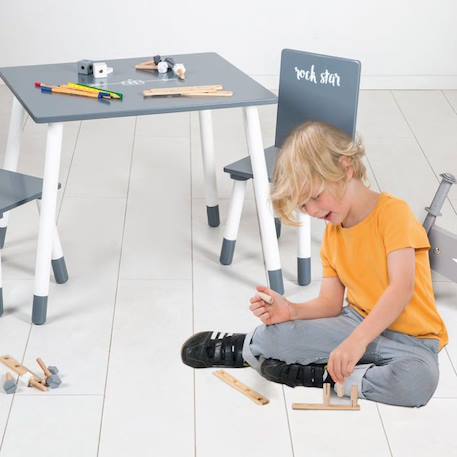 ROBA Ensemble Table + 2 Chaises Enfants - Rock Star Baby 3 - Table de Jeu et d'Apprentissage - Gris Foncé / Blanc GRIS 2 - vertbaudet enfant 