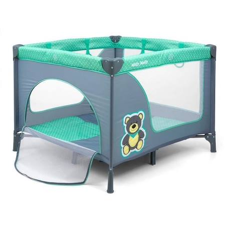 Parc bébé - MILLY MALLY - Fun Mint Bear - Maille transparente - Matelas moelleux - Bleu BLEU 1 - vertbaudet enfant 