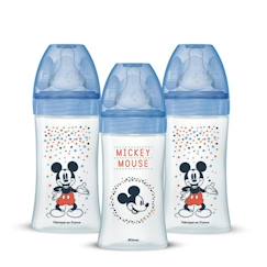 Lot de 3 Biberons DODIE Anti-Colique Initiation+ - Mickey - 270ml - 0-6 Mois - Tétine Ronde - Débit 2  - vertbaudet enfant