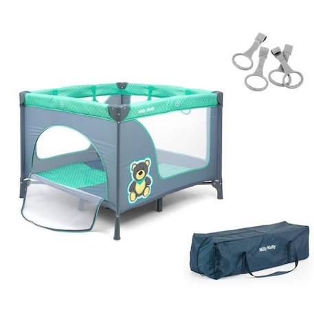 Parc bébé - MILLY MALLY - Fun Mint Bear - Maille transparente - Matelas moelleux - Bleu BLEU 3 - vertbaudet enfant 