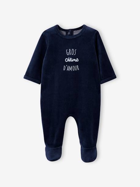 Lot de 2 dors-bien bébé en velours BASICS bleu nuit 3 - vertbaudet enfant 