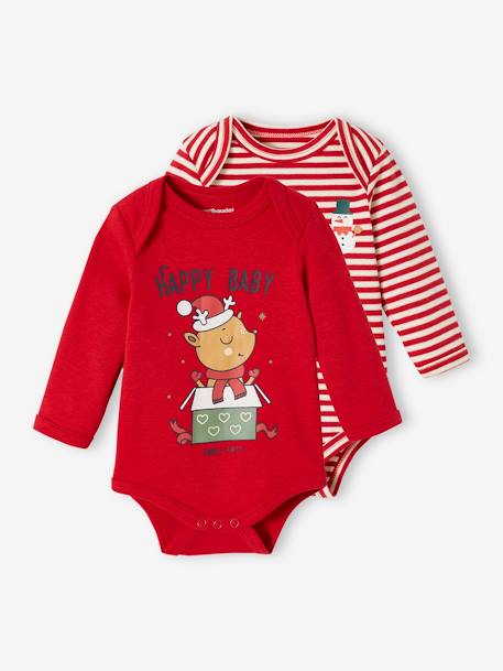 Lot de 2 bodies de Noël bébé rouge 1 - vertbaudet enfant 