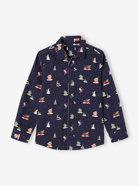 Chemise de Noël imprimée garçon marine 1 - vertbaudet enfant 