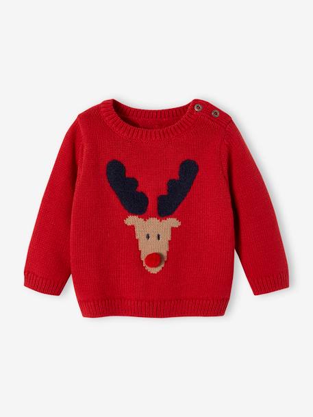 Pull de Noël bébé rouge 1 - vertbaudet enfant 