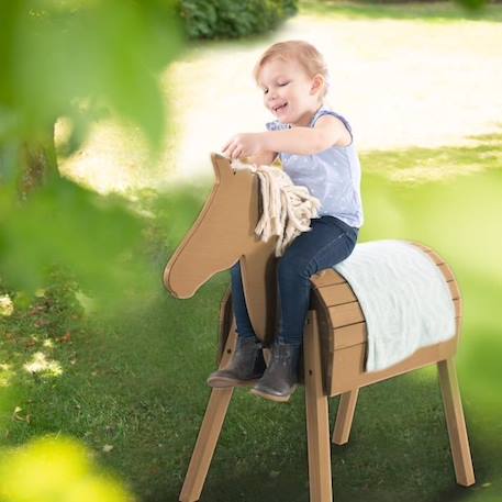 Cheval d'Extérieur en Bois Massif pour Enfant ROBA - sans Bascule - Brun - 70cm MARRON 2 - vertbaudet enfant 