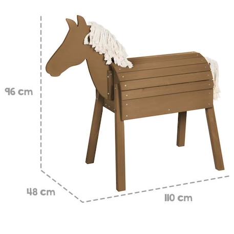 Cheval d'Extérieur en Bois Massif pour Enfant ROBA - sans Bascule - Brun - 70cm MARRON 3 - vertbaudet enfant 