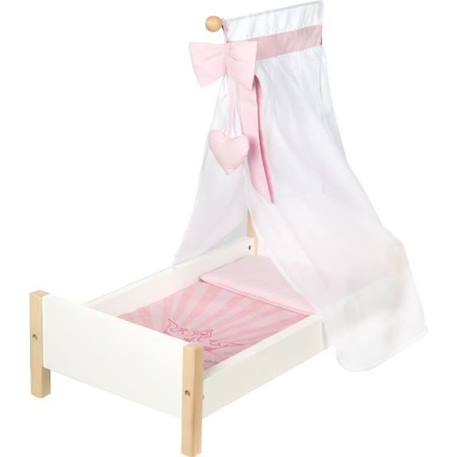 Lit de Poupée en Bois Scarlett - ROBA - Baldaquin, Oreiller et Couverture Roses BLANC 1 - vertbaudet enfant 