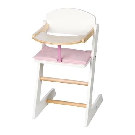 Chaise Haute pour Poupée Scarlett en Bois ROBA - Blanc / Naturel - Coussin Rose - 51,5 x 28 x 28 cm BLANC 1 - vertbaudet enfant 