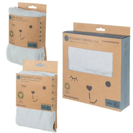 ROBA Coffret Bébé Bio 'Lil Planet' - Linge de Lit + Drap Housse + Couverture - Bleu Clair BLEU 4 - vertbaudet enfant 