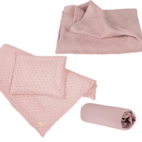 Coffret Bébé Bio 'Lil Planet' - ROBA - Linge de Lit + Drap Housse + Couverture - Rose ROSE 1 - vertbaudet enfant 