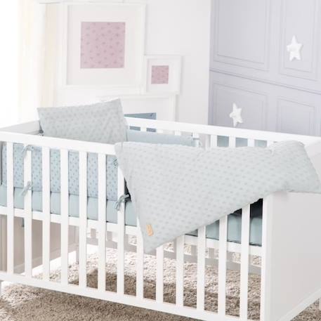 Coffret Bébé Bio ROBA Lil Planet - Linge et Tour de Lit + Drap Housse - Bleu Clair BLEU 2 - vertbaudet enfant 