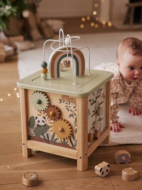 Grand cube d'activités en bois FSC® Beige LOVELY FARM+Les amis de la forêt+rose+Tanzanie 31 - vertbaudet enfant 