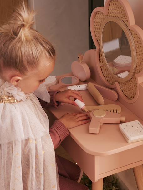 Coiffeuse cannage + accessoires en bois FSC® blanc+rose 14 - vertbaudet enfant 