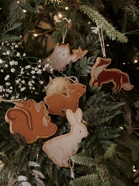 Lot de 6 boules plates de Noël en bois Brocéliande caramel 1 - vertbaudet enfant 