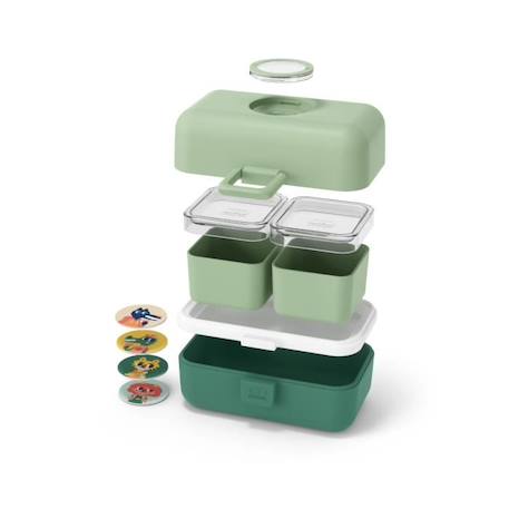 Lunch Box Enfant - Boîte Repas et/ou Goûter 3 Compartiments - Idéal Ecole/Parc - Sans BPA - MB Tresor Vert Forest - MONBENTO VERT 4 - vertbaudet enfant 