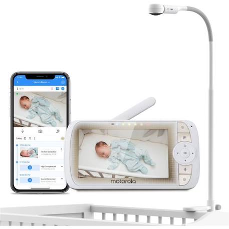 Ecoute bébé VM 65 CONNECT 2EN1 WIFI SUR TEL + VIDEO ECRAN 5'' avec pied LIT 'VISION GRAND ANGLE ' -Temperature - T-Walkie BLANC 1 - vertbaudet enfant 