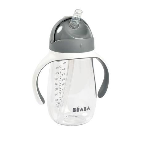 BEABA, Biberon/Tasse d'apprentissage /Tasse paille 300 ml, Gris minéral GRIS 2 - vertbaudet enfant 