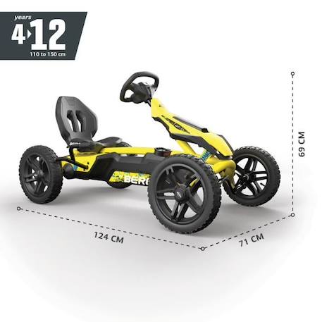 Kart à pédales BERG Rally DRT Jaune - Pour Enfant - 3 vitesses - Pneus à chambre à air JAUNE 1 - vertbaudet enfant 