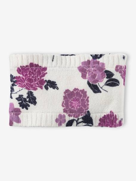 Snood fille en maille fine imprimé fleurs rose imprimé 1 - vertbaudet enfant 