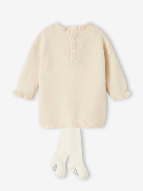 Ensemble de Noël bébé robe en tricot motif renne + collant écru 4 - vertbaudet enfant 