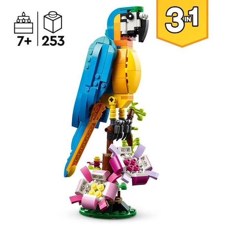 LEGO® Creator 3-en-1 31136 Le Perroquet Exotique, Figurines Animaux de la Jungle, avec Grenouille et Poisson BLANC 3 - vertbaudet enfant 