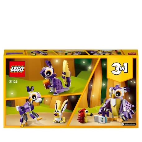 LEGO® 31125 Creator 3 en 1 Fabuleuses Créatures De La Forêt, Du Lapin à la Chouette en Passant par l'Écureuil, Figurines d'Animaux VIOLET 6 - vertbaudet enfant 