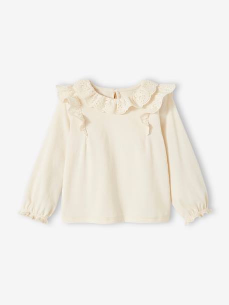 T-shirt à collerette en broderie anglaise et jupon tulle bébé fille écru 2 - vertbaudet enfant 