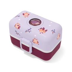 Puériculture-Lunch Box Enfant - Boîte Repas et/ou Goûter 3 Compartiments - Idéal Ecole/Parc - Sans BPA - MB Tresor mauve Owly - MONBENTO